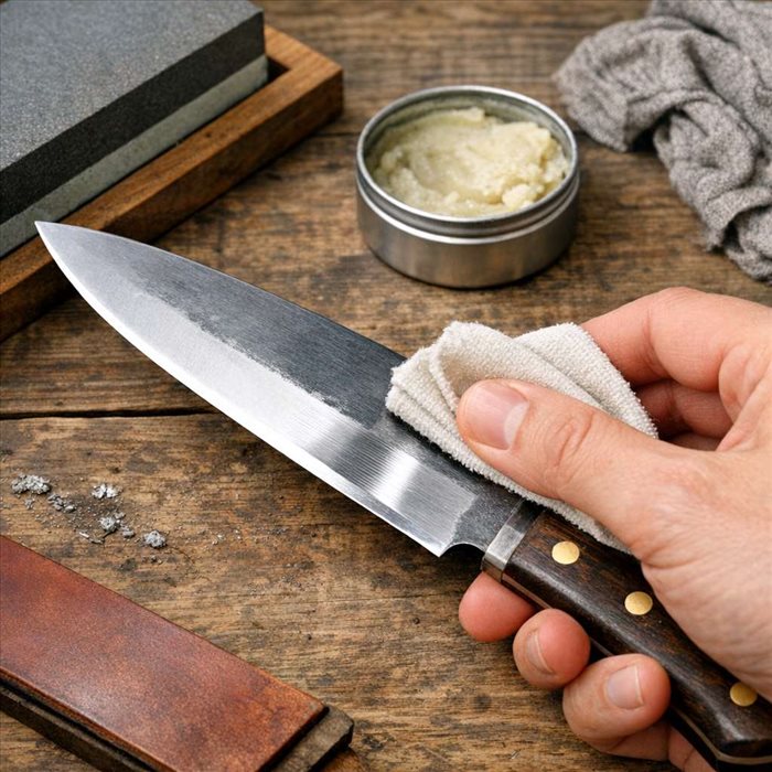 Polir un couteau en acier carbone après affûtage : méthode simple et sûre