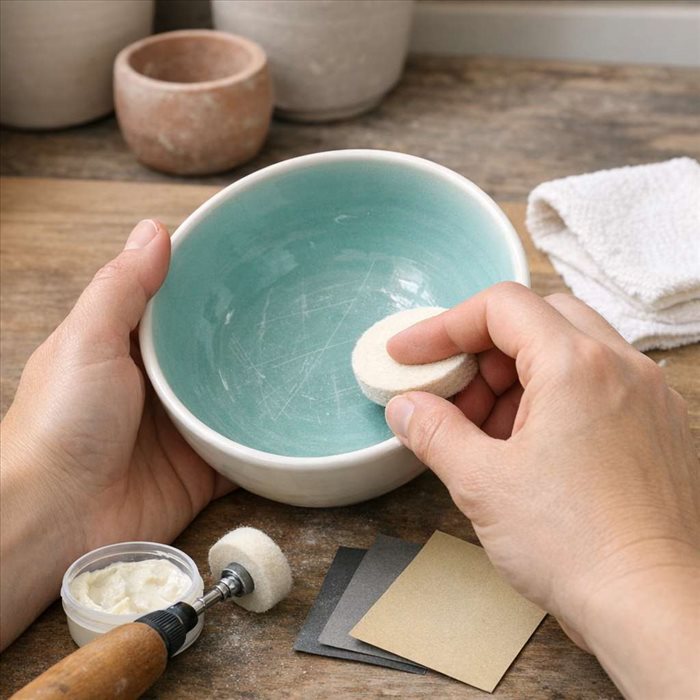 Polir une céramique émaillée rayée après cuisson : méthode efficace