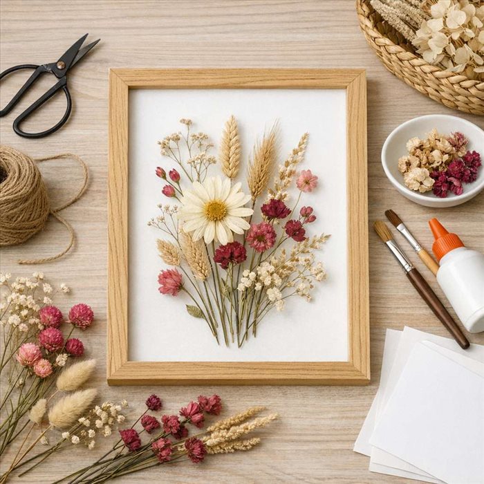 Tableau avec des fleurs séchées : guide simple et décoratif