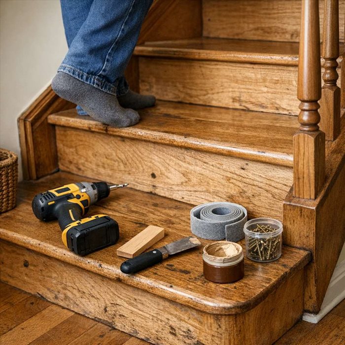 Escalier en bois qui grince : solutions simples sans démontage